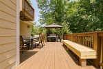 Main Level Deck with Hot Tub, String Lights, BBQ Grill & Outdoor Dining Table